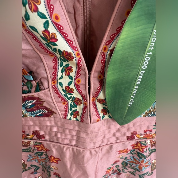 Farm Rio Garden Delight Pink Short Sleeve Maxi Dress • S • NWT - Picture 11 of 17